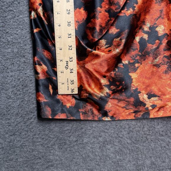 Maggy London One Shoulder Floral Dress Women's Size 12 Black Orange Sheath Midi - Picture 4 of 5